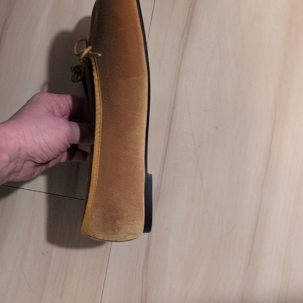 Everlane Ballet Bow Mustard Velvet Loafers Flats Size 6 - Picture 6 of 8